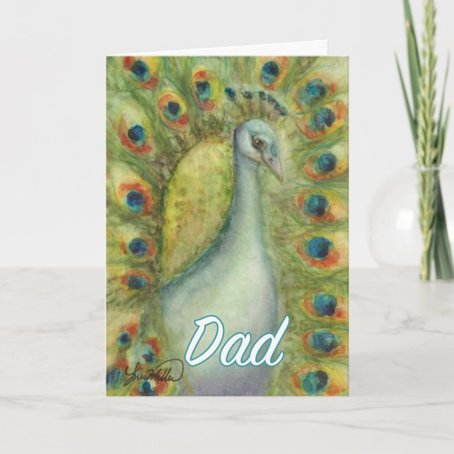 Peacock Dad Birthday card serendipity royal bird (Front)