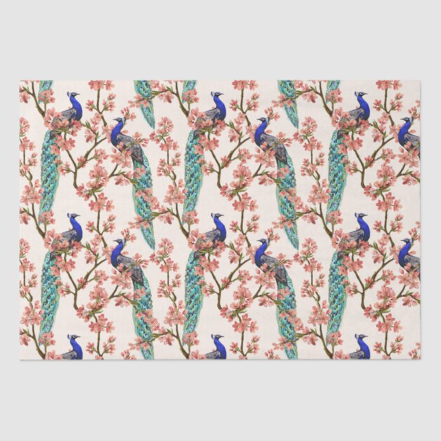 Peacock Damask Pattern  Tissue Paper (Front)