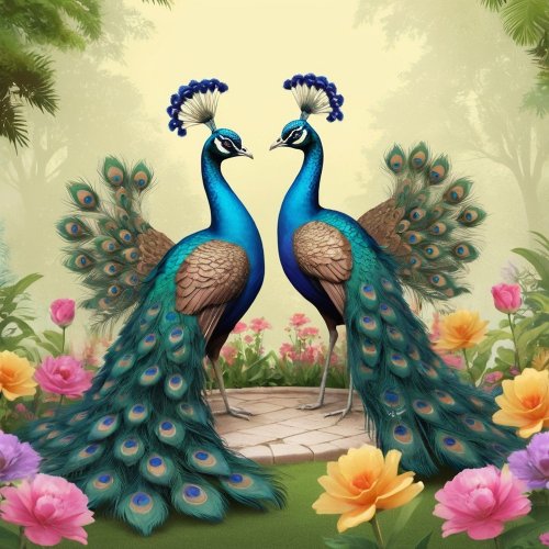 Peacock Dance Garden Express Yourself  Throw Pillow
