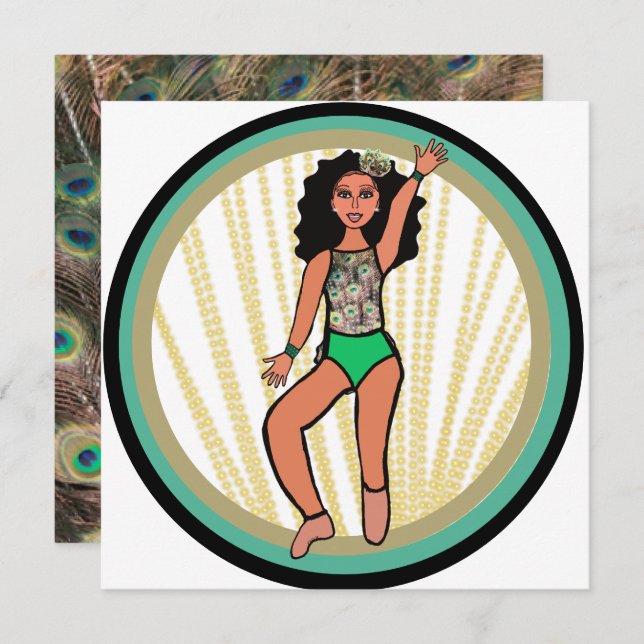 Peacock Dancer B Holiday Card (Front/Back)