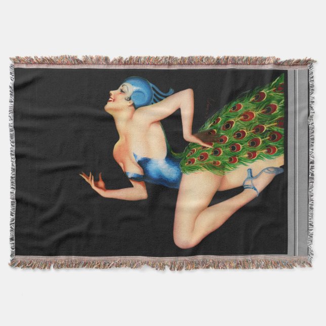 Peacock Dancer by Earle Kulp Bergey Throw Blanket (Front)