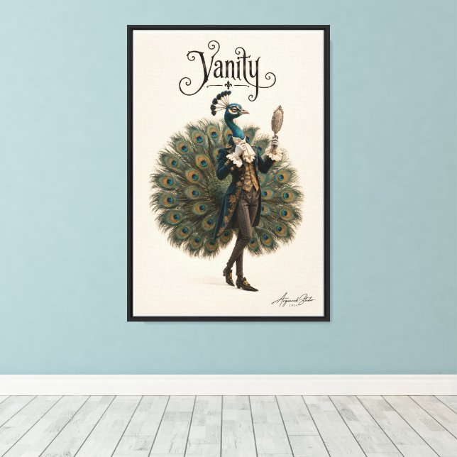 Peacock Dandy Canvas Print (Insitu(Wood Floor))