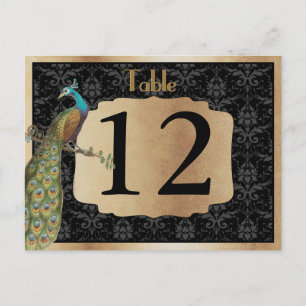 Peacock Dark Gold Dessert Candy Table Sign Postcard