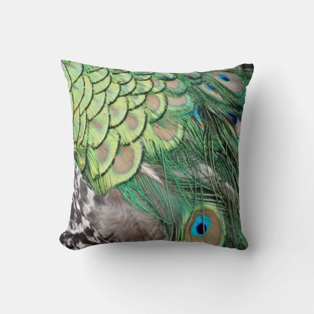 Peacock Delight Throw Pillow (Front)