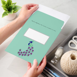 Peacock Design Any Colour Background Envelope Mailers