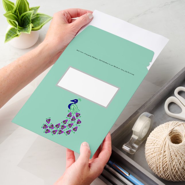 Peacock Design Any Colour Background Envelope Mailers (Desk)