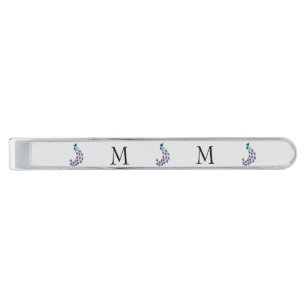 Peacock Design Monogrammed Silver Finish Tie Bar