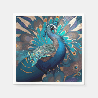 peacock design napkins