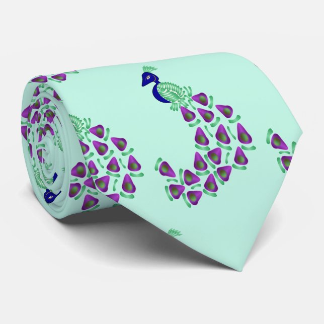Peacock Design Neck Tie (Rolled)