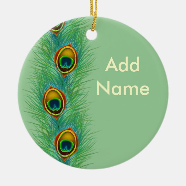 Peacock Design Personalized Gifts Ceramic Ornament (Front)
