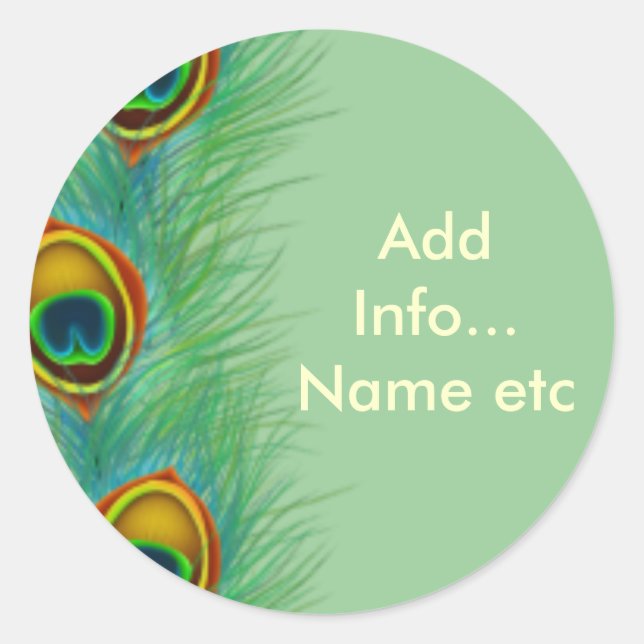 Peacock Design Personalized Gifts Classic Round Sticker (Front)