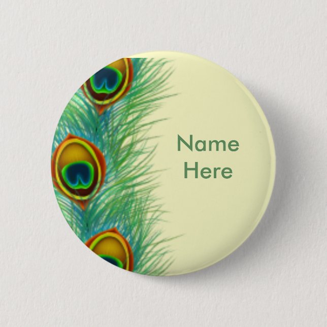 Peacock Design Personalized Gifts Pinback Button (Front)