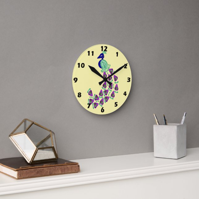 Peacock Design Round Clock (Office)