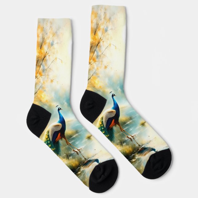 Peacock Design Socks for Men (Right)