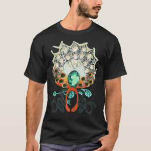 Peacock design with leaves and filigree birds eyes T-Shirt