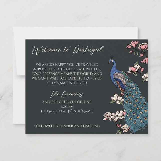 Peacock Destination Wedding Welcome & Program (Front)