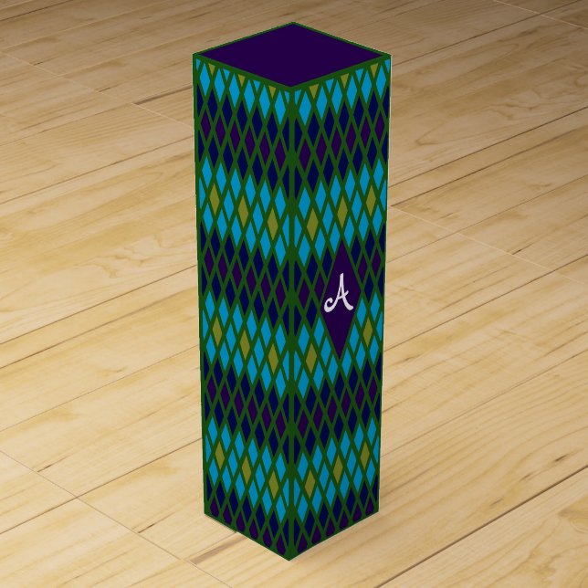 Peacock Diamond Monogram Wine Box (Front)