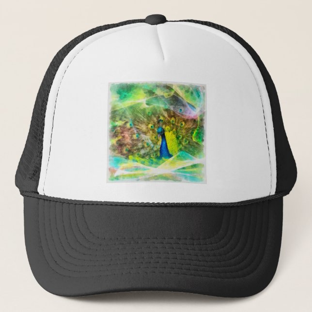 Peacock Digital Painting Trucker Hat (Front)