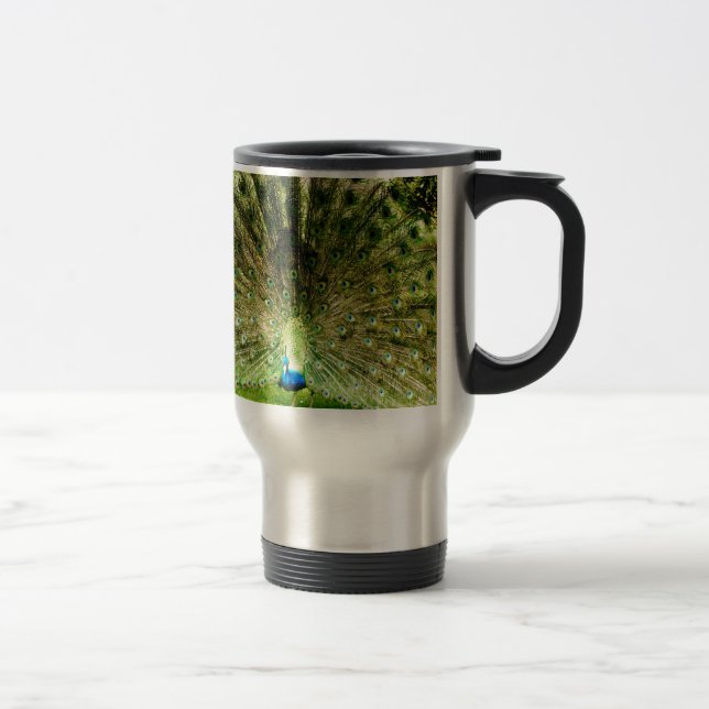 Peacock Display Colours Travel Mug (Right)