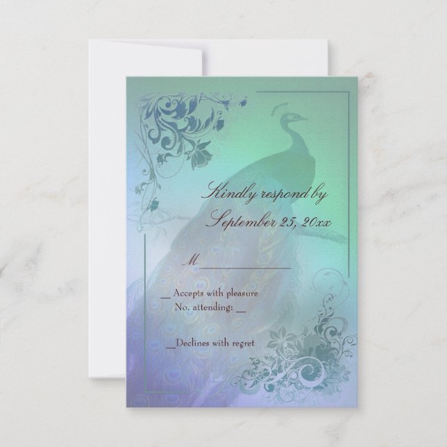 Peacock diy RSVP Card template (Front)