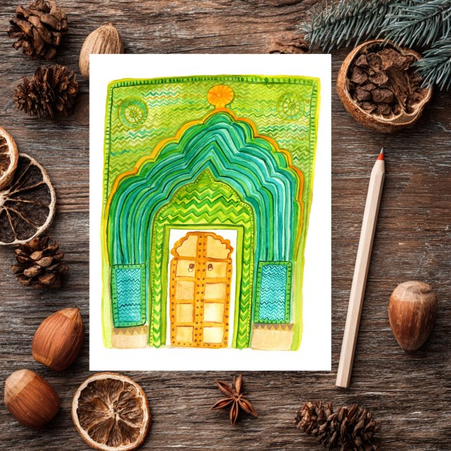 Peacock Door Watercolor Jaipur City Palace Green Postcard (Peacock Door Watercolor Jaipur City Palace Green Postcard
)