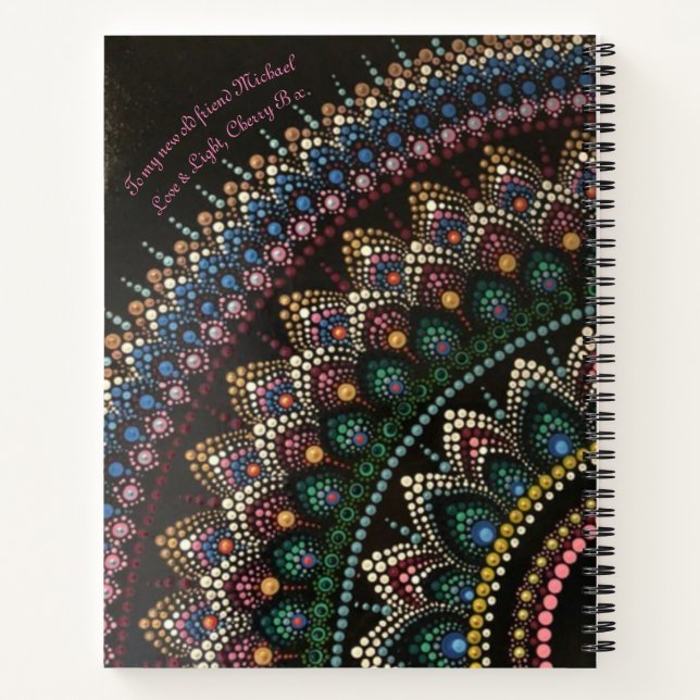 Peacock dot art mandala spiritual art notebook (Back)