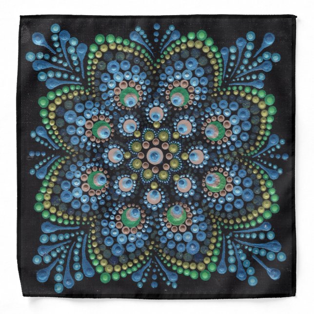 Peacock Dot Mandala  Bandana (Front)