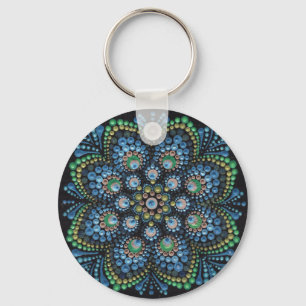 Peacock Dot Mandala Keychain