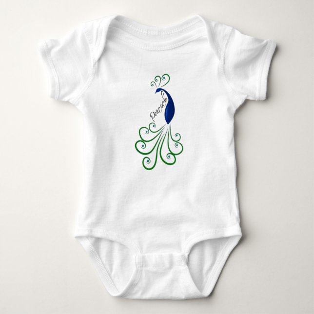 Peacock Drawing Baby Bodysuit (Front)