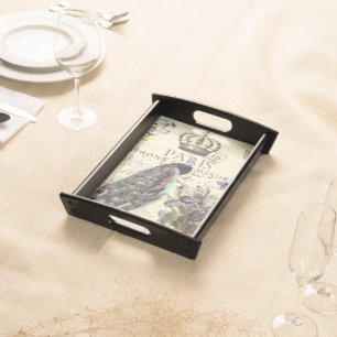 peacock dream serving tray