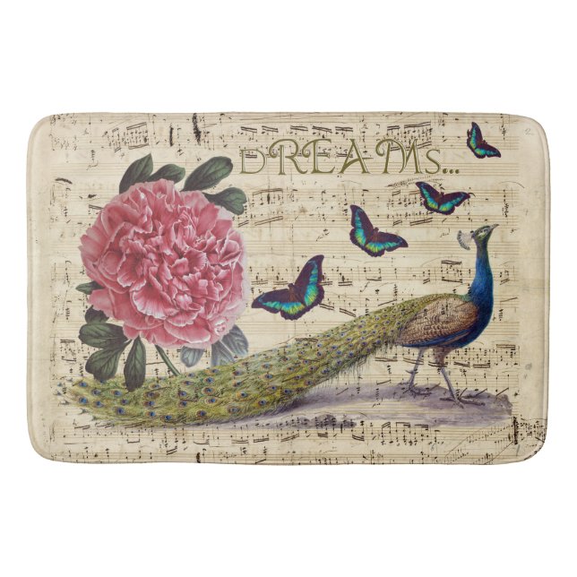 Peacock Dreams Bath Mat (Front)