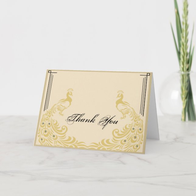 Peacock Elegance Art Deco Flair Thank You card (Front)