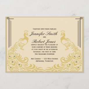 Peacock Elegance Art Deco Flair Wedding Invitation