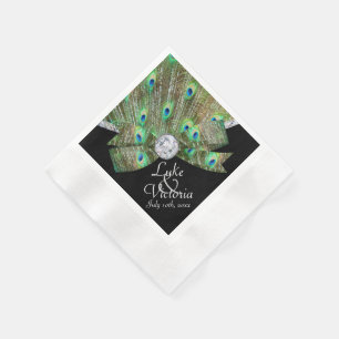 Peacock Elegance & Diamonds Wedding Paper Napkins