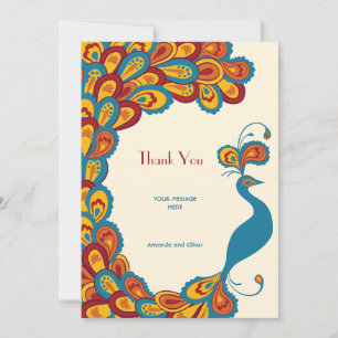 Peacock Elegance Vintage Wedding Thank You Card