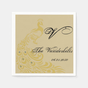 Peacock Elegance with an Art Deco Flair Monogram Napkins