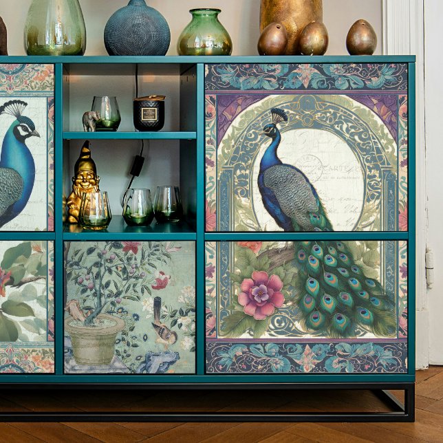 Peacock Elegant Floral Ephemera Purple Decoupage Tissue Paper (Creator Uploaded)