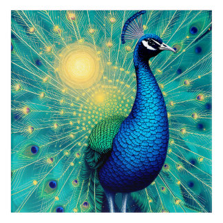 Peacock Energies in Bloom – Premium Wrapped Canvas Acrylic Print