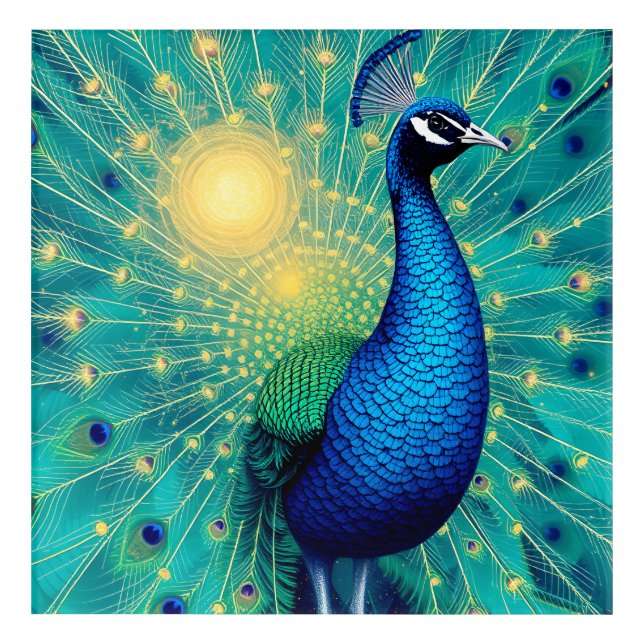 Peacock Energies in Bloom – Premium Wrapped Canvas Acrylic Print (Front)