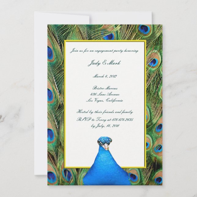 Peacock Engagement Party Invitation (Front)