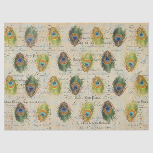 Peacock Ephemera Complimentary Decoupage Paper (Front)