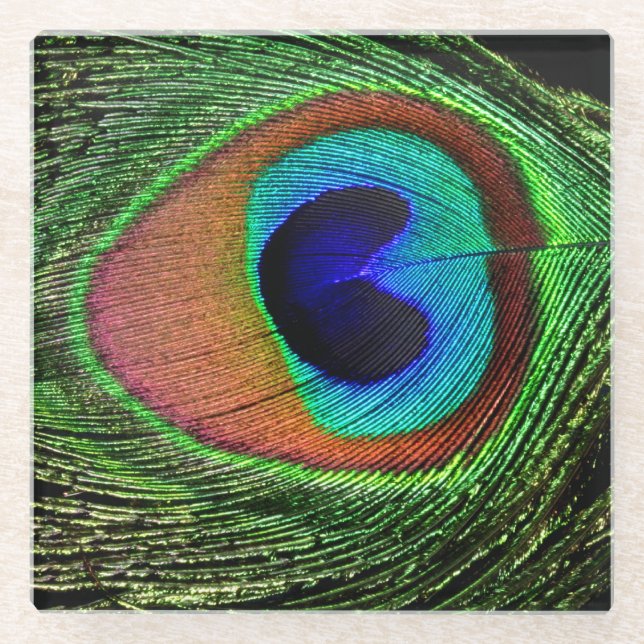 Peacock Eye Glass Coaster (Front)