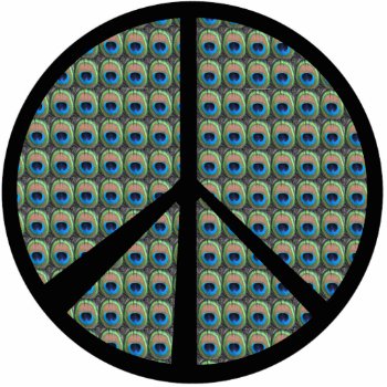 Peacock Eyes Peace Sign Ornament by ChristyWyoming at Zazzle