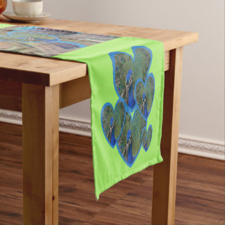 Peacock Faces Pattern Cust. Color Table Runner