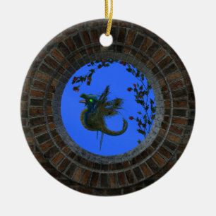 Peacock Fairy Dragon Ceramic Ornament