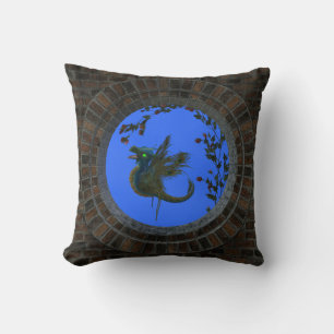 Peacock Fairy Dragon Throw Pillow