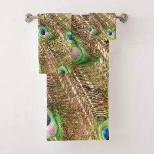 PEACOCK FANCY FEATHERS #2 BATH TOWEL SET