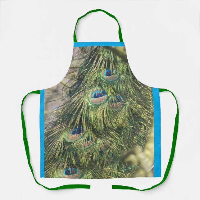 Peacock Feath. Pattern All Over Print Apron (Front)