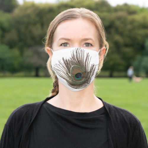 Peacock feather adult cloth face mask