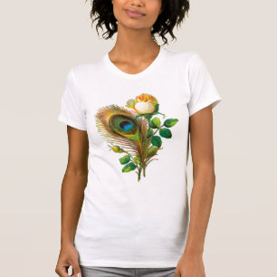 Peacock Feather and Rose T-Shirt